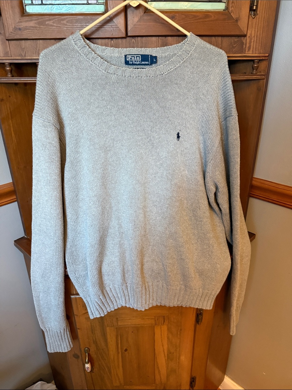 Vintage Polo Ralph Lauren Gray Cotton Crewneck Sweater Size L Unisex